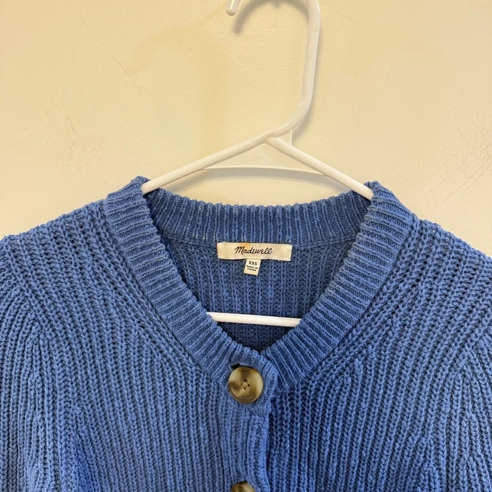 MADEWELL | Textural-Knit Cardigan Sweater hermitage blue - Picture 6 of 9